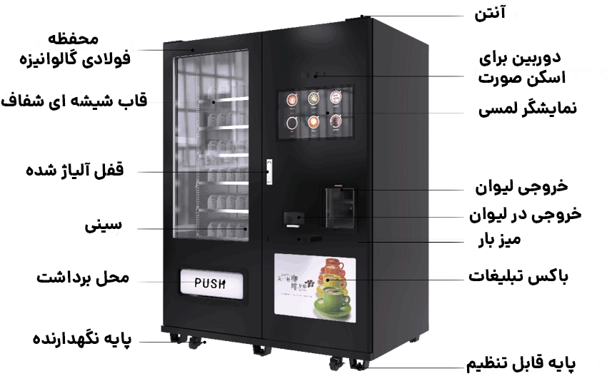جزئیات دستگاه وندینگ کومبو برای تنقلات و نوشیدنی‌ها